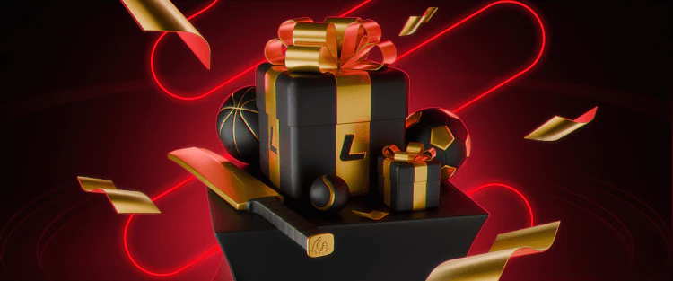 Caixa de oferta com bolas de basquetebol